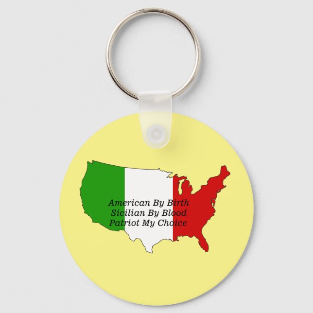 Sicilian American Italian Patriot USA Map Schlüsselanhänger (Vorderseite)