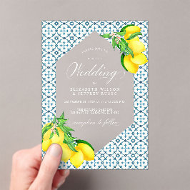Sicilian Blue Tiles Summer Lemon Boho Wedding Acryleinladungen