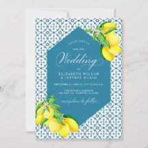 Sicilian Blue Tiles Summer Lemon Boho Wedding