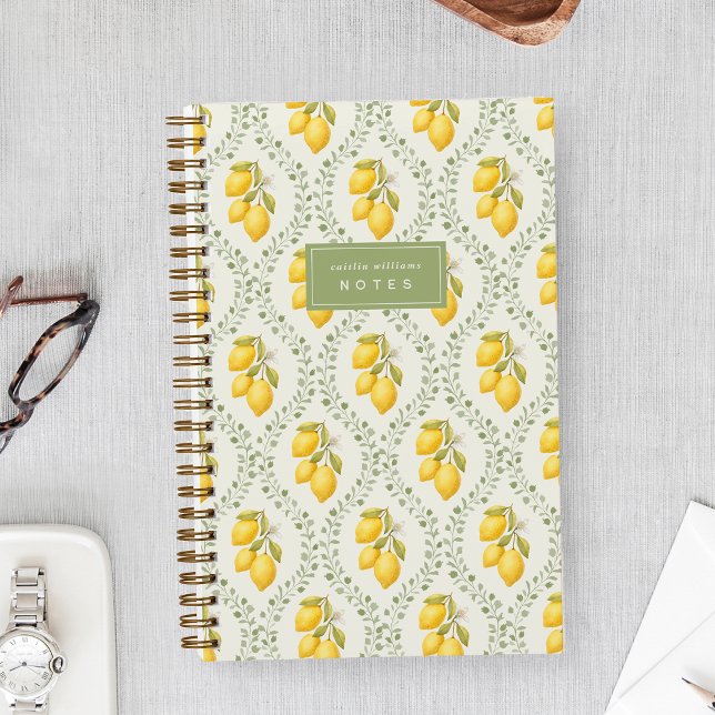 Sicilian Lemon + Sage Trellis Personalized Notizbuch (Von Creator hochgeladen)