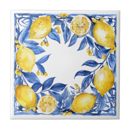 Sicilian Lemon Tiles Pattern Mediterranean Dolce Fliese
