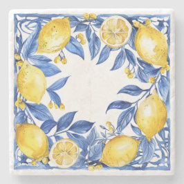 Sicilian Lemon Tiles Pattern Mediterranean Dolce Steinuntersetzer