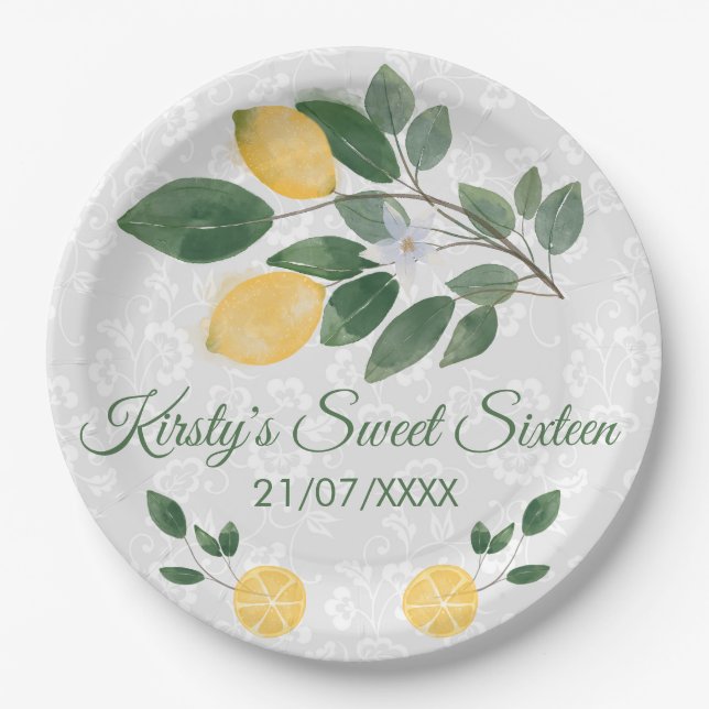 Sicilian Lemons 16 . Geburtstag Pappteller (Vorderseite)