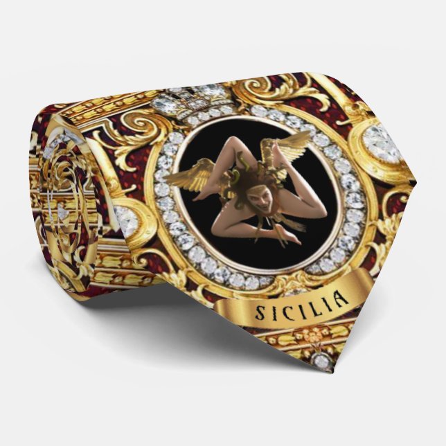 Sicilian Medusa Gems Trinacria Krawatte (Gerollt)