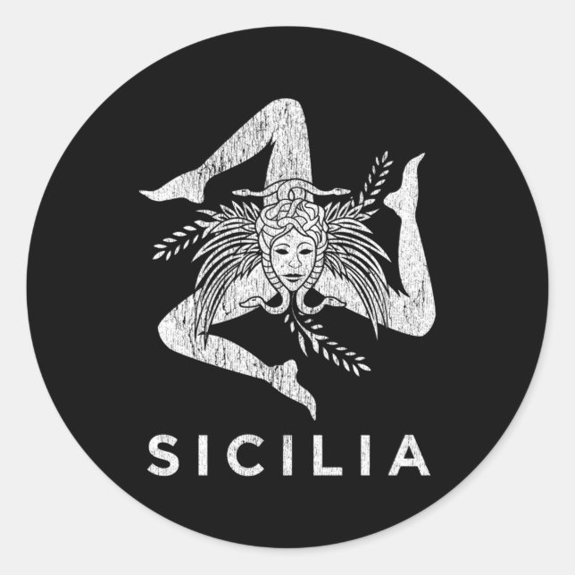 Sicilian Pride Sicilia Sicilian Flag Trinacria Fad Runder Aufkleber (Vorderseite)