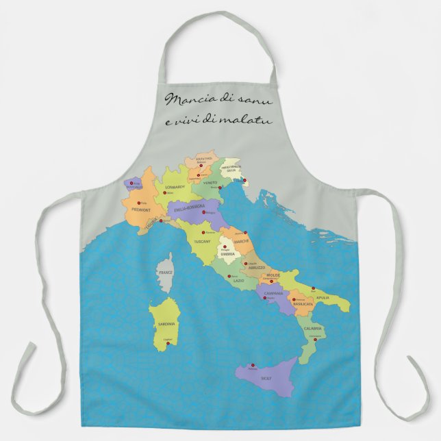 Sicilian Proverb Karte Italiens Schürze (Vorderseite)