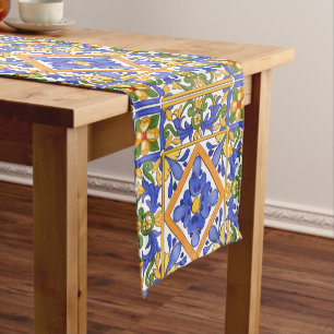 Sicilian style,majolica,summer,colourful pattern kurzer tischläufer