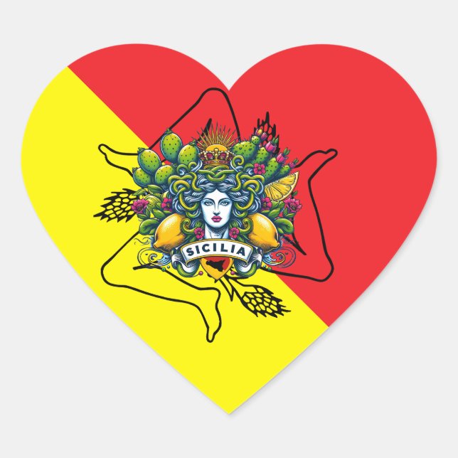 Sicilian Trinacria Herz-Aufkleber (Vorderseite)