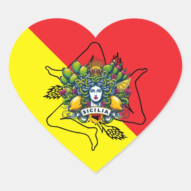 Sicilian Trinacria Herz-Aufkleber (Vorderseite)