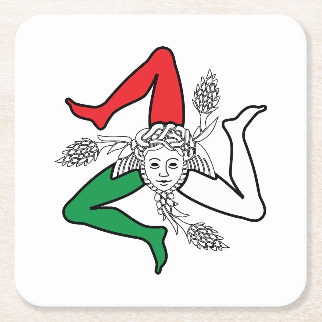 Sicilian Trinacria Medusa Design Rechteckiger Pappuntersetzer (Vorderseite)