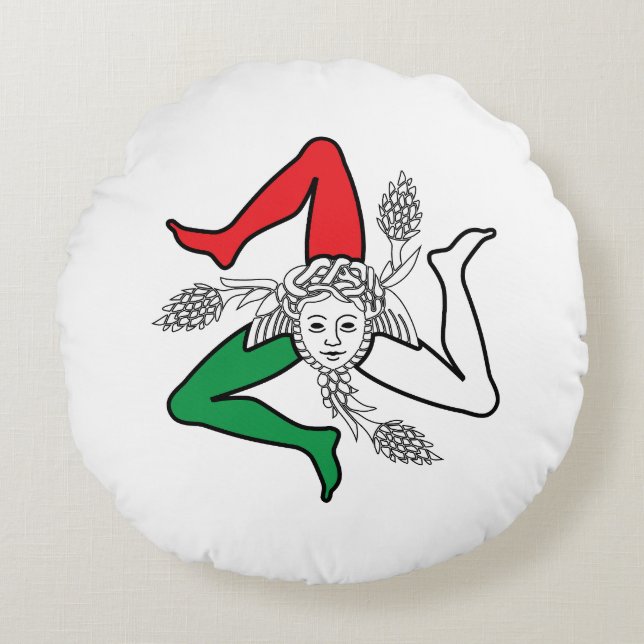 Sicilian Trinacria Medusa Design Rundes Kissen (Vorderseite)