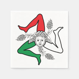 Sicilian Trinacria Medusa in Italian Flag Theme Serviette