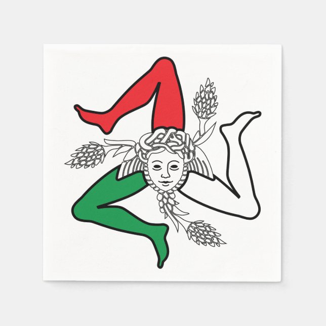 Sicilian Trinacria Medusa in Italian Flag Theme Serviette (Vorderseite)