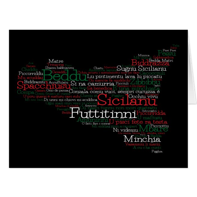 Sicilian Word Art Map (Vorderseite (Horizontal))