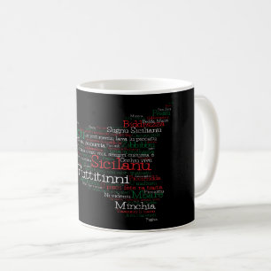 Sicilian Word Art Map Kaffeetasse