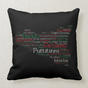 Sicilian Word Art Map Kissen