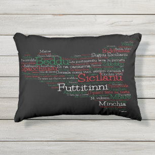 Sicilian Word Art Map Kissen Für Draußen