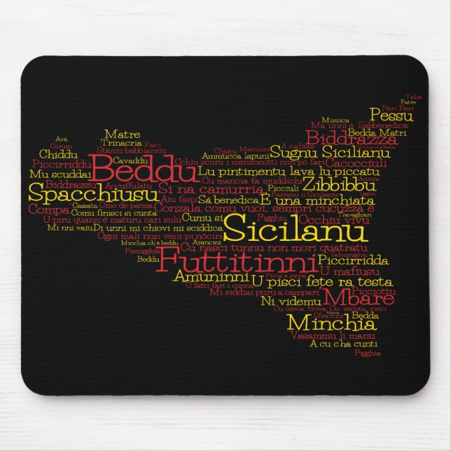Sicilian Word Art Map Mousepad (Vorne)