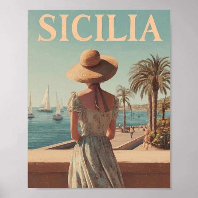 Sicily 50s vintage travel poster (Vorne)