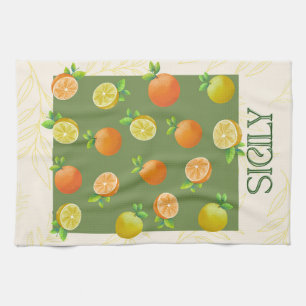Sicily Citrus Wall Art Italienisch Orange & Lemo Geschirrtuch