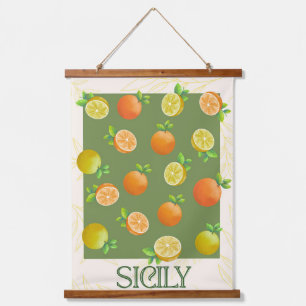 Sicily Citrus Wall Art   Italienisch Orange & Lemo Wandteppich Mit Holzrahmen