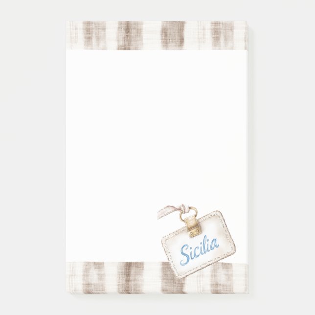 Sicily Cream Rustic Brown Stripes Post-it Klebezettel (Vorderseite)
