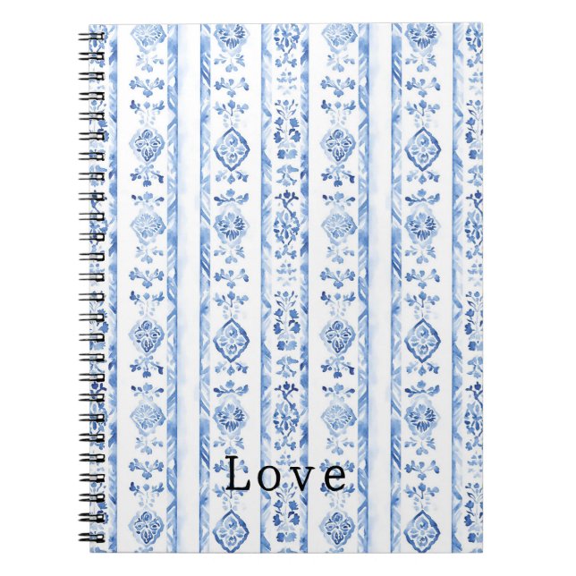 Sicily Italian Rustic Blue Stripes Notizblock (Vorderseite)