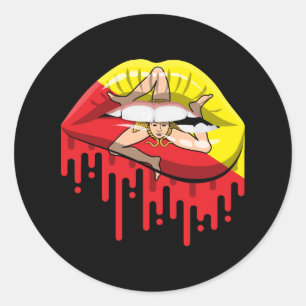 Sicily lips Stolperflagge Runder Aufkleber