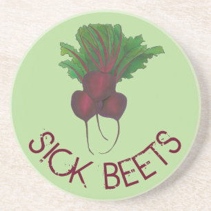 Sick Beets (Beats) Rote Rüben Vegetarisches Funny Sandstein Untersetzer