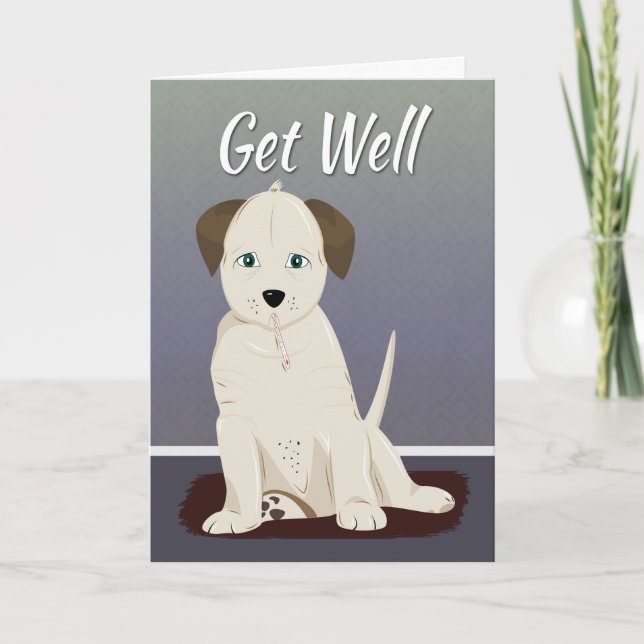 Sick Cream Colored Puppy für Wohlbefinden Karte (Vorderseite)