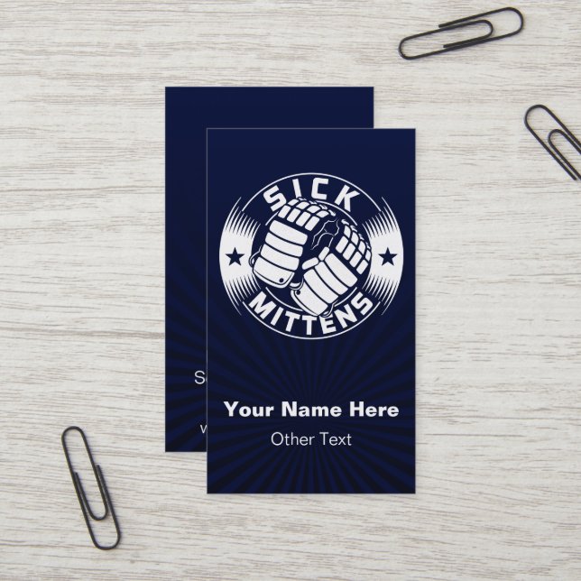 Sick Mittens Ice Hockey Slang Business Cards Visitenkarte (Vorderseite/Rückseite Beispiel)