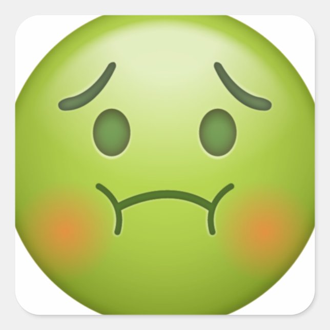 Sick Note Emoji Face Quadratischer Aufkleber (Vorderseite)