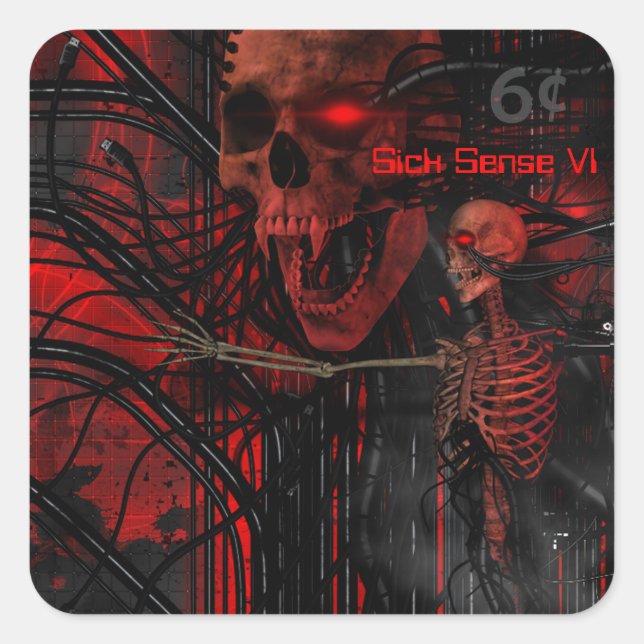 Sick Sense Cyber Vampire Quadratischer Aufkleber (Vorderseite)