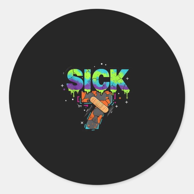 Sick Seven Meme Graffiti Drip Fun Wordplay  Runder Aufkleber (Vorderseite)
