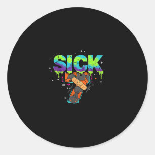 Sick Seven Meme Graffiti Drip Spaß Wortspiel  Runder Aufkleber