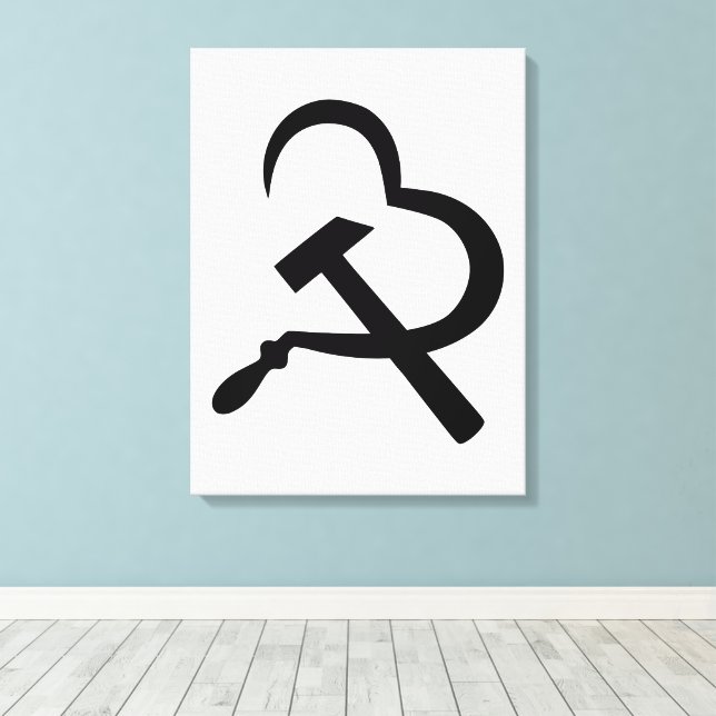 Sickle And Hammer, Heart, Love, Communism Leinwanddruck (Insitu (Holzboden))