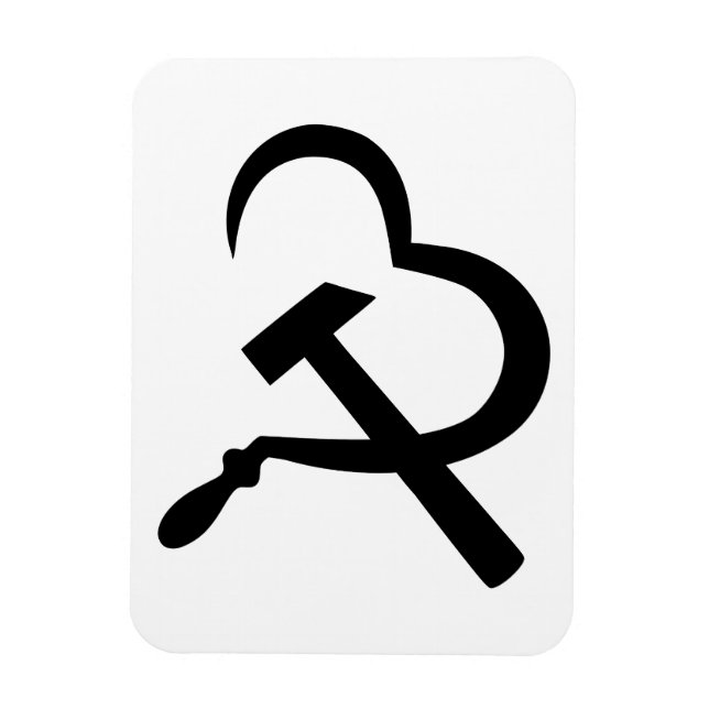 Sickle And Hammer, Heart, Love, Communism Magnet (Vertikal)