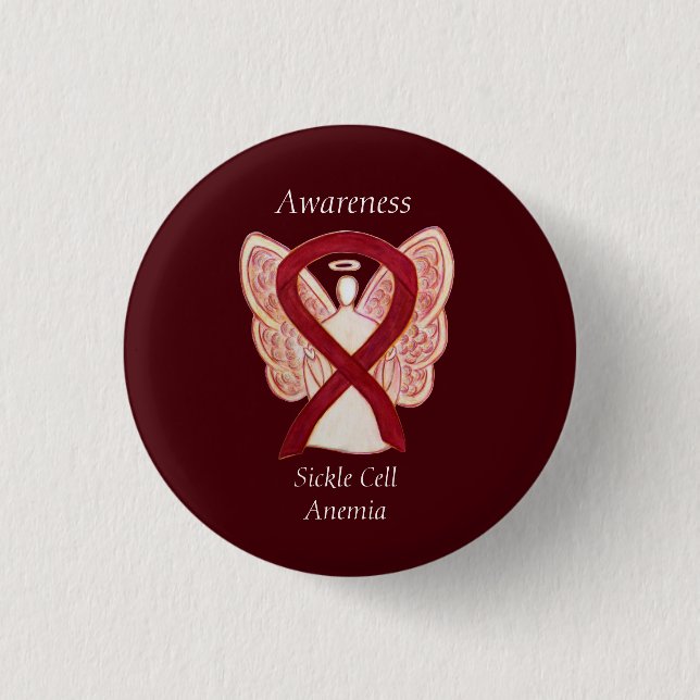 Sickle Cell Anemia Awareness Ribbon Angel Buttons (Vorderseite)