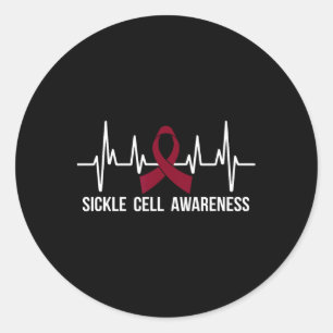 Sickle Cell Awareness Month Indigo Ribbon Heartbea Runder Aufkleber