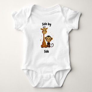 Side by Side Giraffe and Monkey - Niedliche Freund Baby Strampler