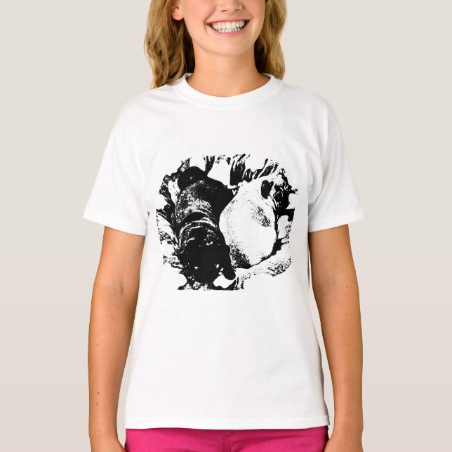 Side-by-Side Pugs at Rest T-Shirt (Vorderseite)