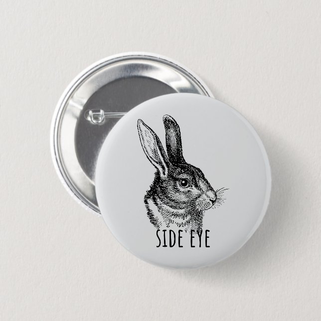 Side Eye Funny Bunny Button (Vorne & Hinten)