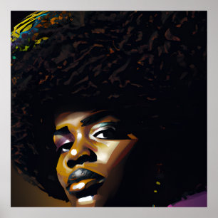 Side Eye Hair Black Melanin Afro Queen Crown Poster