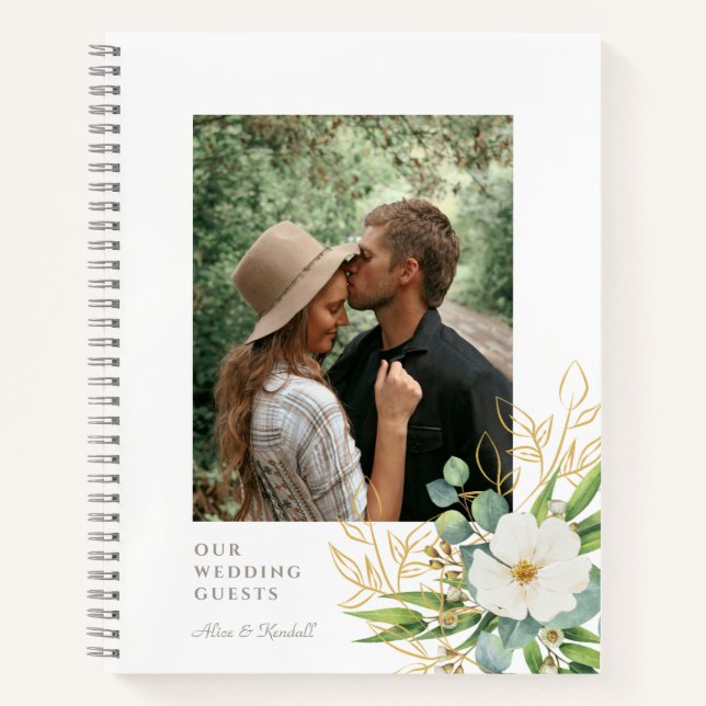 Side Floral Foto Budget Gästebuch Notizbuch (Vorderseite)