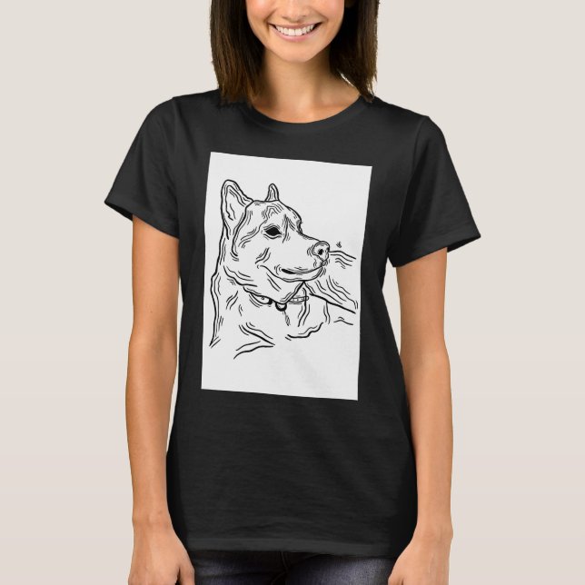 Side Husky Illustration Art Long T-Shirt (Vorderseite)