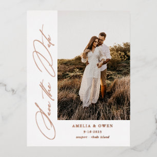 Side Script Minimalistisch Modernes Foto Hochzeit Folie Einladungspostkarte