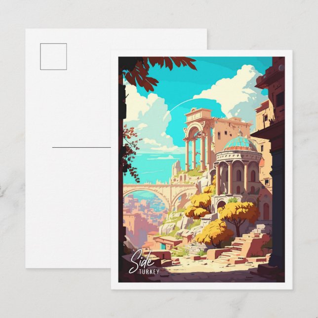 Side Turkey Art Vintage Reisevorführung Postkarte (Vorne/Hinten)