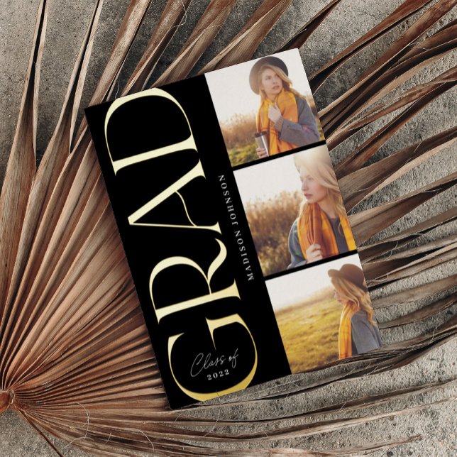 Side Typografy Abschluss 2022 3 Foto Party Foil Folieneinladung (Von Creator hochgeladen)