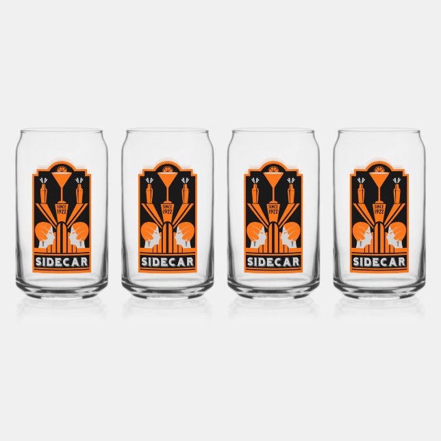 Sidecar Cocktail Art Deco Dosenglas (Vorderseite)