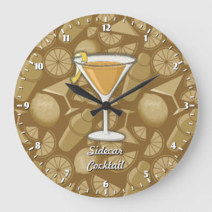 Sidecar-Cocktail Große Wanduhr
